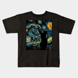 Cat Starry Night Fantasy Kids T-Shirt